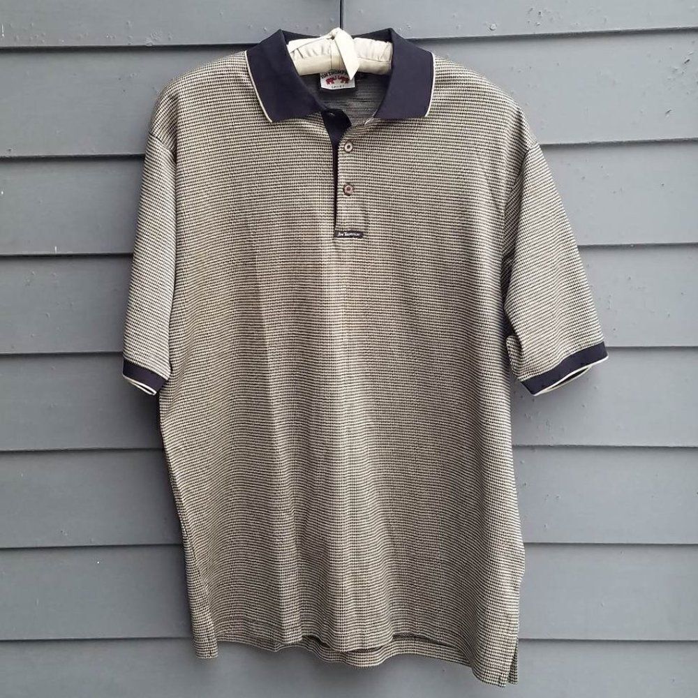 Mens Jim Thompson Tan Black Polo Shirt size Large